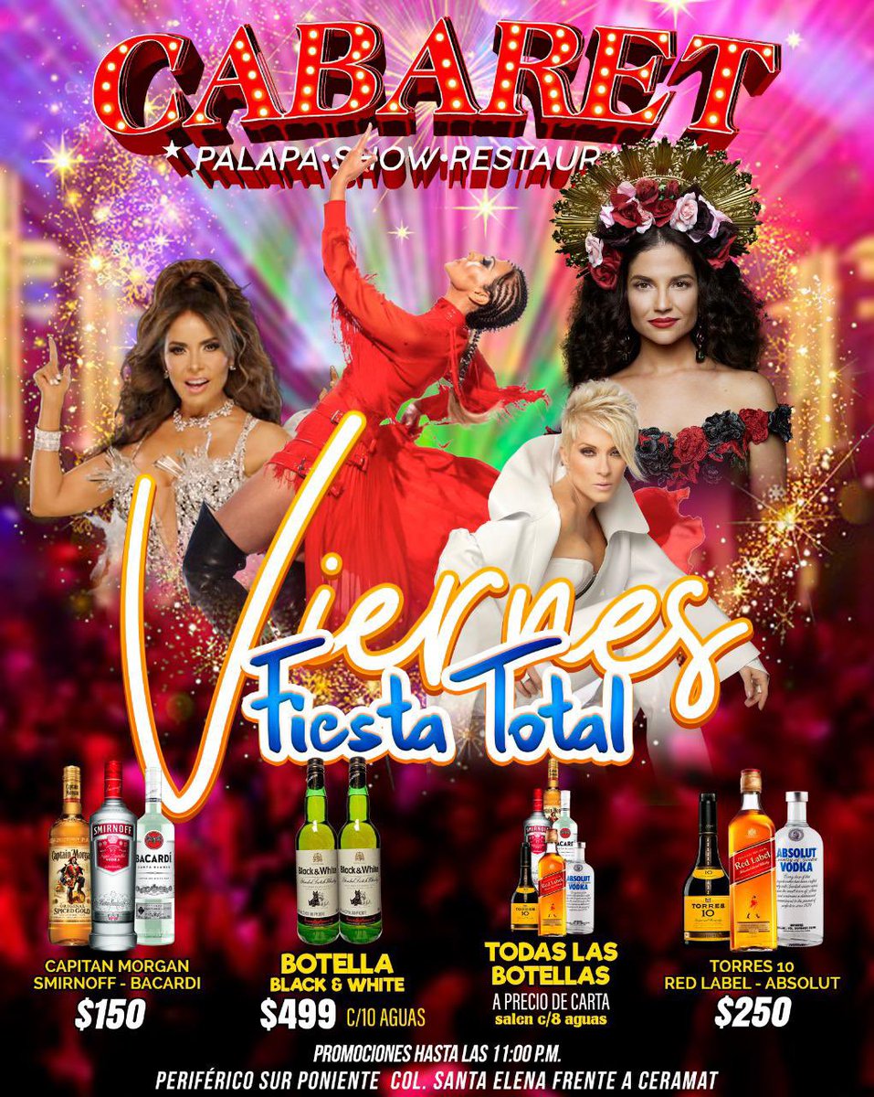 CHARLESTONS_BAR's tweet photo. Viernes de fiesta total! En el escenario más mágico de la ciudad!!! @PalapaCabaret https://t.co/kNeI52RW02