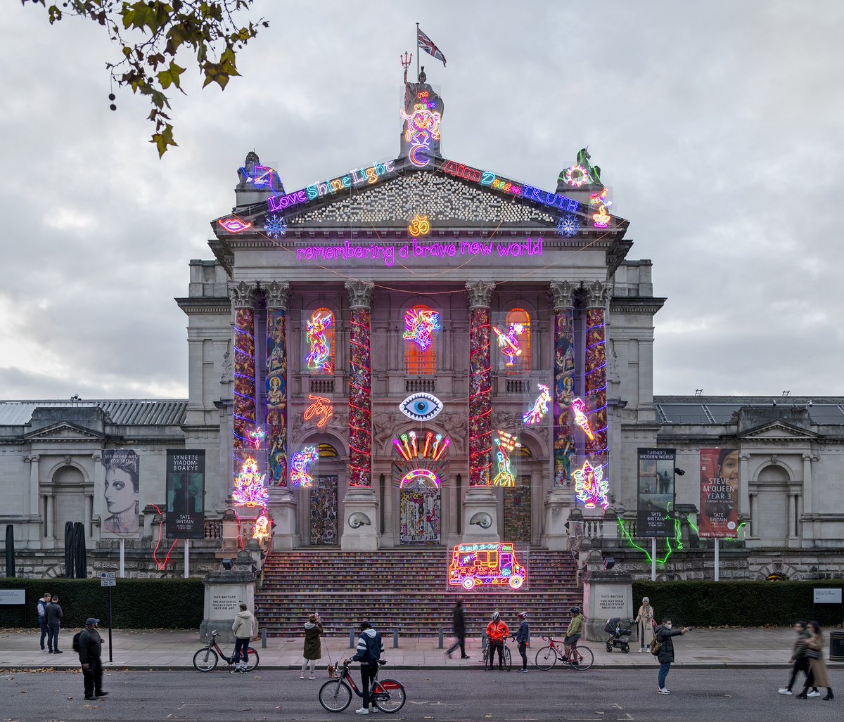 Tate's tweet photo. 🌟 This weekend, catch up on creative responses from young artists to Chila Kumari Singh Burman's glowing installation at Tate Britain — #LateatTate Britain is available online until 4 December: https://t.co/CL6nJUugVr https://t.co/1z2gwK4DQf