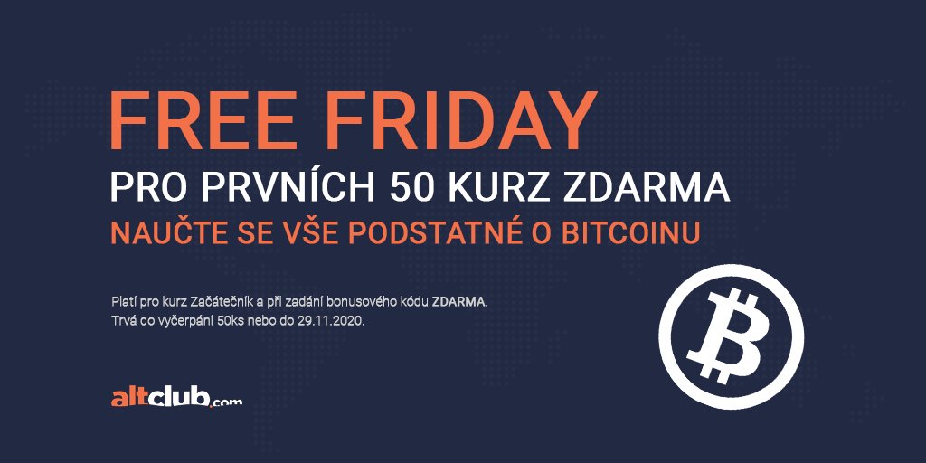 altclubcom's tweet photo. Někdo má Black Friday, my máme Free Friday! Základní znalosti o Bitcoinu by se měly pomalu začít vyučovat ve škole. Do té doby je tady https://t.co/5m9ZLbJf7S a ten nyní rozdává 50 online kurzů Začátečník zdarma 😉

Bonusový kód je: ZDARMA
web: https://t.co/ULTfxEkhwn https://t.co/lBItT74Wyc