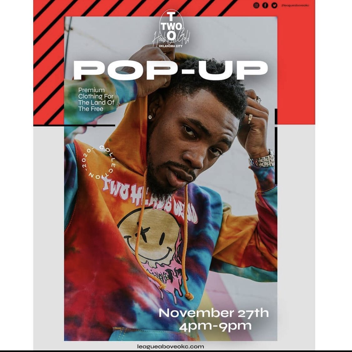 LeagueAboveOKC's tweet photo. The @twoheadsongold pop-up shop is today! 

Masks required for entry! https://t.co/HUKYMolVeH