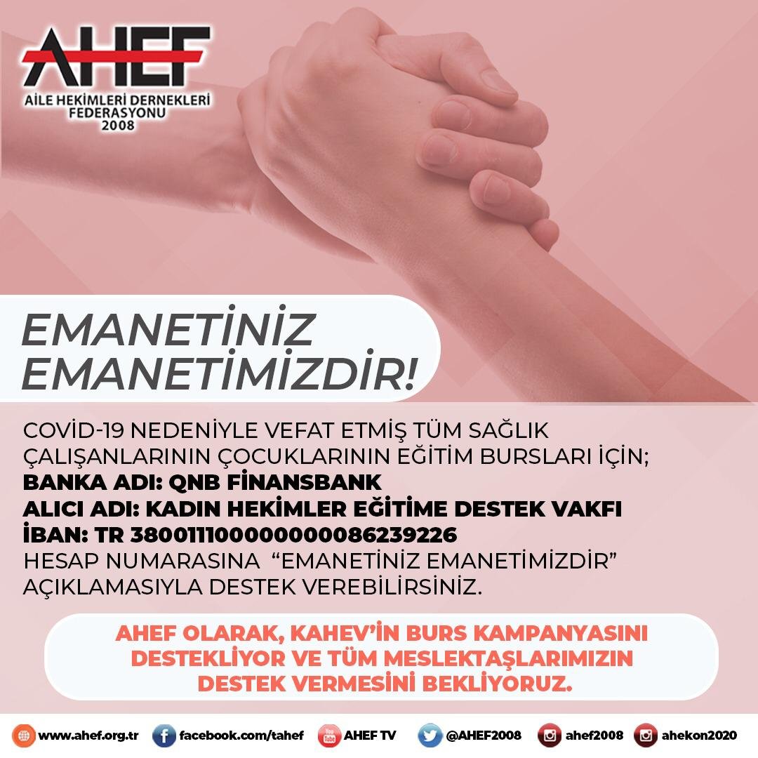 Emanetiniz
Emanetimizdir!
COVID nedeniyle hayatını kaybeden tüm sağlık çalışanlarını saygı ve özlemle anıyoruz.