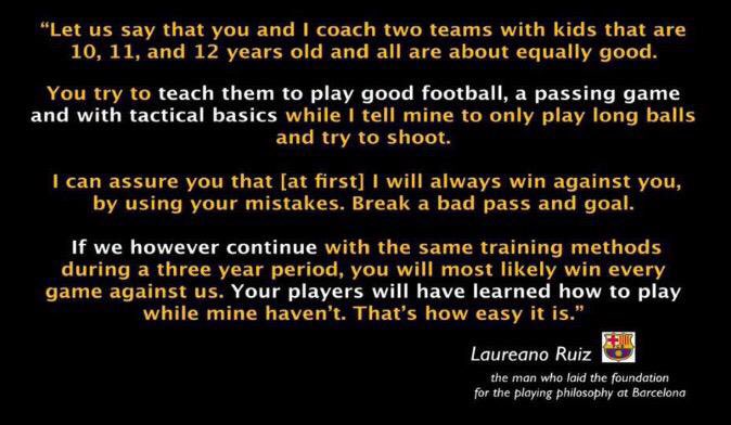 Laureano Ruiz Quevedo quote on player development - Former Barca Manager ⤵️ #development #philosophy