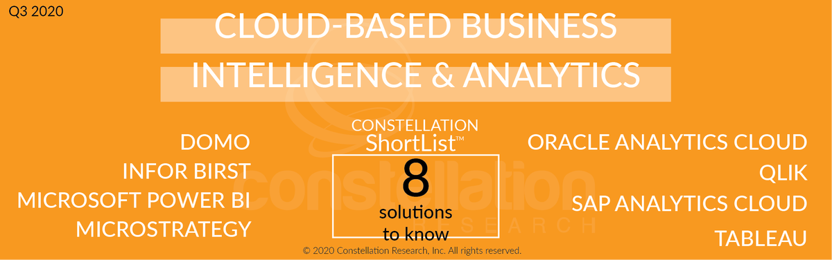 Did you know these 8 solutions? Check out the ShortList for Cloud-Based Business Intelligence and Analytics Platforms by <a href="/DHenschen/">Doug Henschen</a> bit.ly/3ijYJ3d <a href="/Domotalk/">Domo</a> <a href="/BirstBI/">Infor Birst</a> <a href="/MSPowerBI/">Microsoft Power BI</a> <a href="/MicroStrategy/">Strategy</a> <a href="/OracleAnalytics/">Oracle Analytics</a> <a href="/qlik/">Qlik</a> <a href="/SAP/">SAP</a> <a href="/tableau/">Tableau</a>