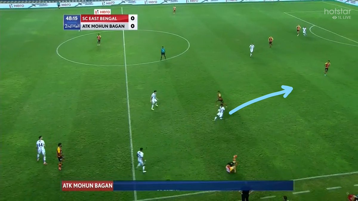 SECOND HALF:Starting with the goal, it occurred because of a turnover on the left flank. Pilkington down, and only Loken around to stop Jayesh. As we all know, he isn't a natural mid and lacks defensively. This gave Jayesh enough space to turn and run
