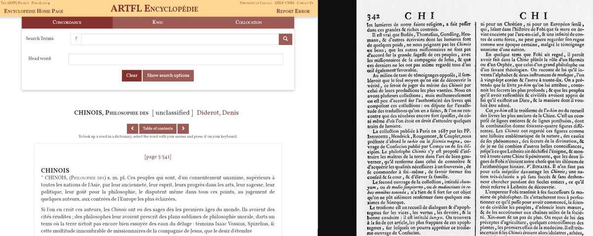 Love the <a href="/artfl_project/">ARTFL</a> Encyclopédie- that's all entries of the #Encyclopédie ou dictionnaire raisonné des sciences, des arts et des métiers, etc. by Diderot and  d'Alembert easily accessible in scan &amp; fulltext. Txs <a href="/glennhroe/">Glenn Roe</a> et al.