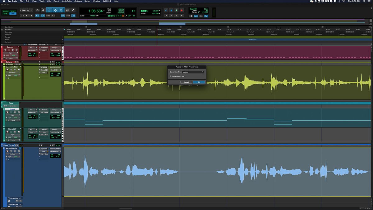 AvidProTools's tweet photo. Re-pitch notes, play with the timing, or change the instrument in an audio file with new Audio-to-MIDI capabilities in Pro Tools 2020
▶️ https://t.co/BChfBBy4Vb
⠀
#protools #avid #protools2020 #darktheme #spaceclips #midi #mixing #recording #music #audiopost https://t.co/5EOqyLzkrP