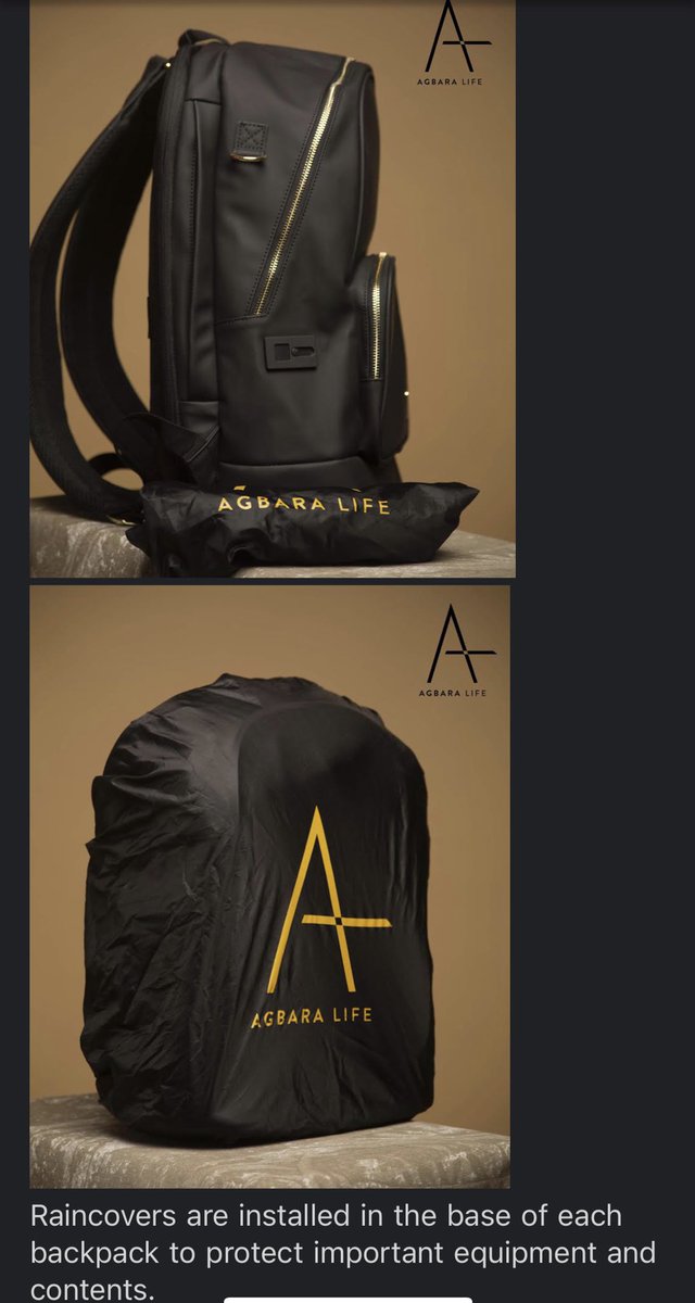 AgbaraLife's tweet photo. Agbara Life backpacks come with built in rain covers to protect contents from any weather. #TechBag #ChargingBackpack #DesignerTechBag #FashionTech Available now at https://t.co/3ltsJVEtxI https://t.co/SbgBYd3egL