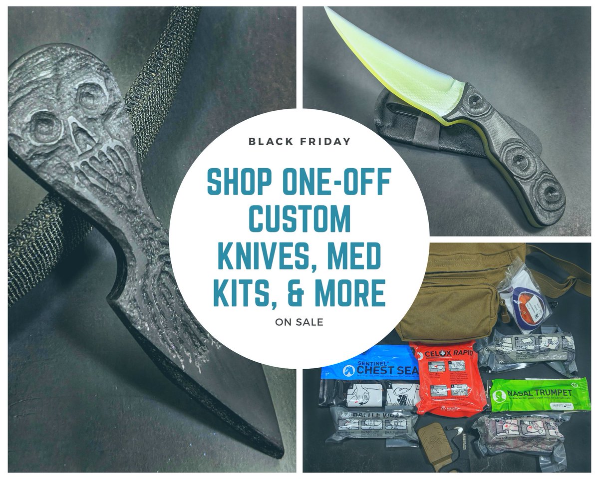 Black Friday is live on noonecoming.com/forge
Save big on custom knives, med kits, and non-metallic tools!