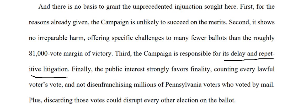 It may not be the most important aspect of the 3rd Circuit's trouncing of the Trump campaign's PA suit, but finally judges have started taking notice of the "repetitive litigation."