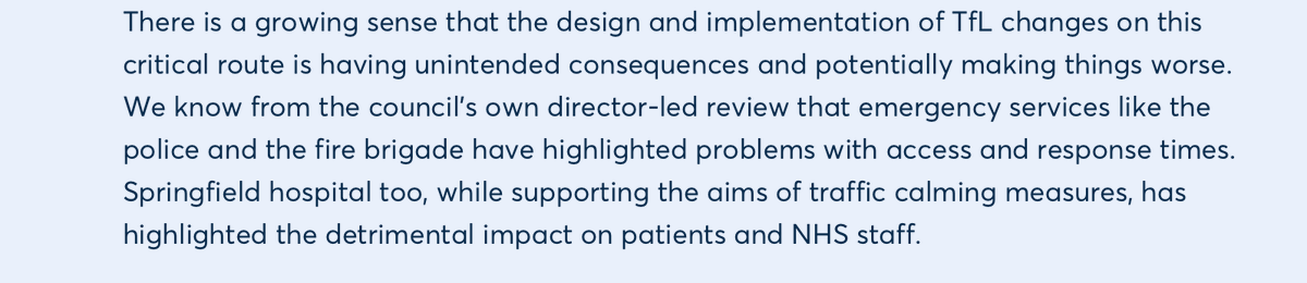 This is what he said. It clearly claims that Springfield Hospital had highlighted that the recent A24 changes had resulted in a detrimental impact on patients and NHS staff. 4/n