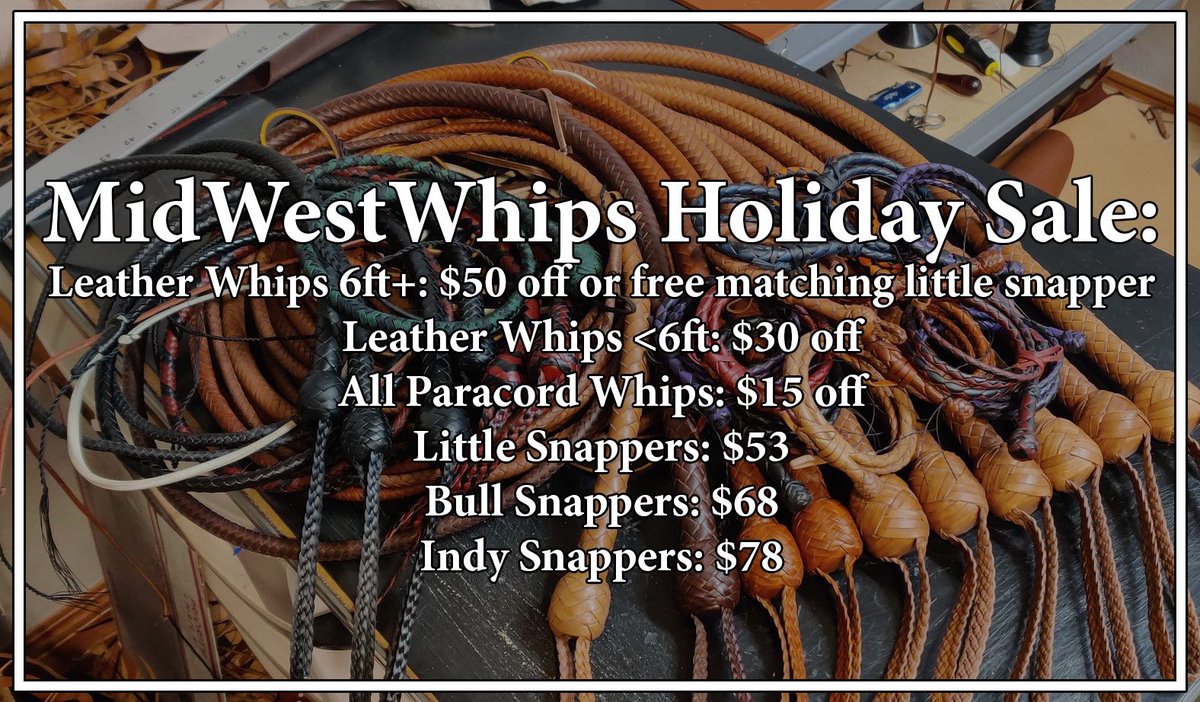 Holiday sale is now live! Little snappers are at their lowest price ever. Keep checking back for new whips being added to the in stock page.
#Whips #Whip #nylonwhip #paracord #flowarts #Nylon #circus #cirque #flowtoys #Sale #BlackFriday #BlackFridaySale #HolidaySale #whipsforsale
