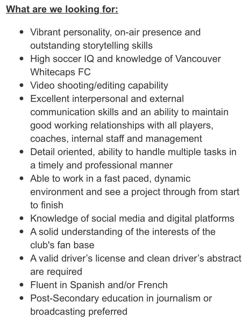 VWFC_PR's tweet photo. #VWFC are hiring a club reporter with a passion for soccer, the community and engaging storytelling. #sportsbiz #sportscomms #bcjobs #sportsmedia #vancouverjobs
To apply: https://t.co/Abi1pdVd5h https://t.co/TnQCxuJjkc