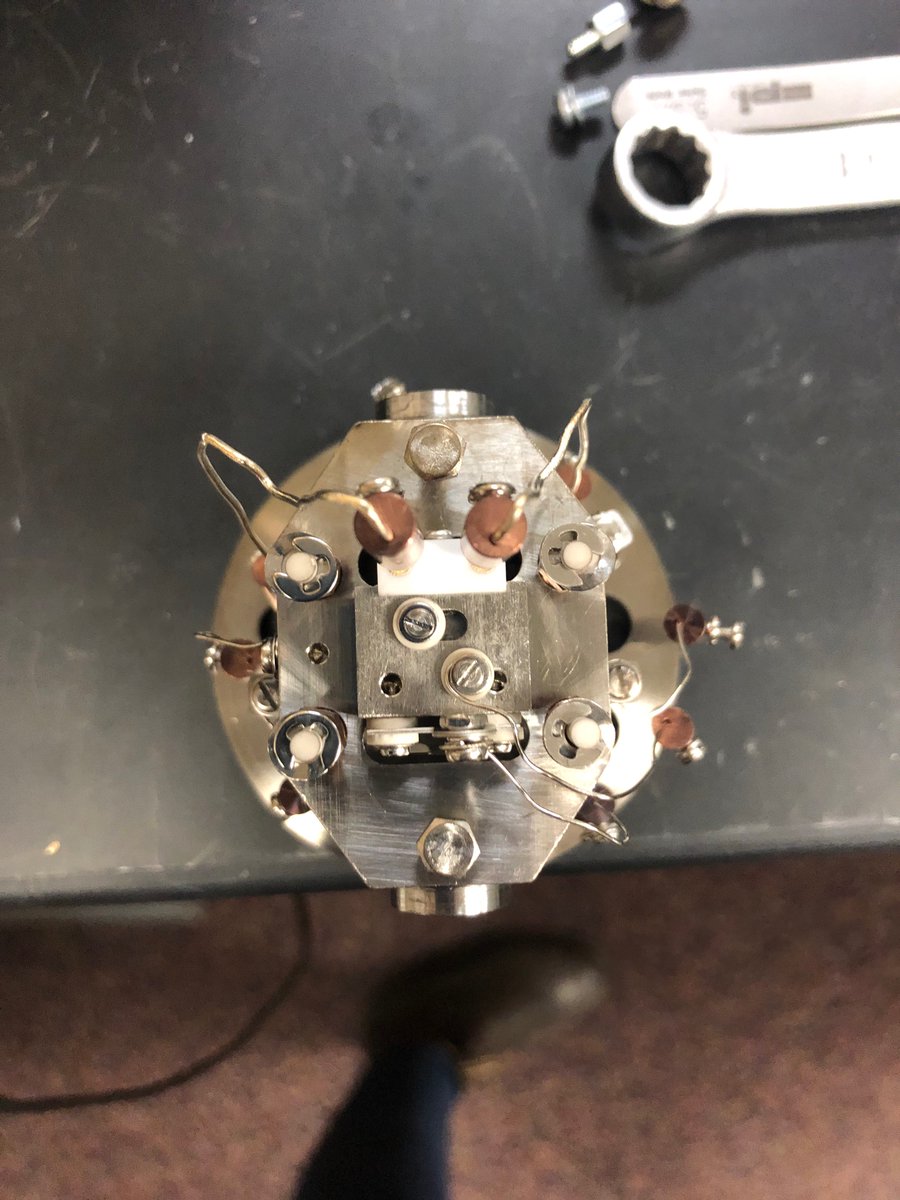 emilyemixon's tweet photo. Hate for stuff to not work but love to see the inside of instruments. Here’s the source from a @NuInstruments Noblesse mass spectrometer that we use for 40Ar/39Ar. #phdlife #geochronology #wiscarlab #geobadgers https://t.co/r4EXFAv7mW