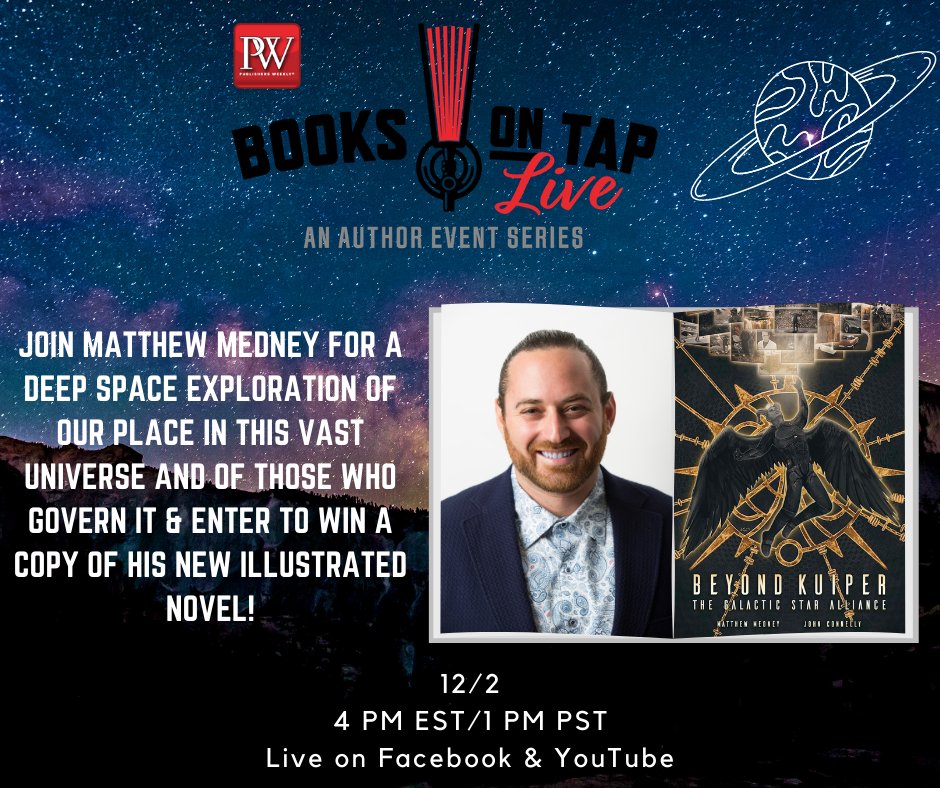 PublishersWkly's tweet photo. ENTER TO WIN a copy of 'Beyond Kuiper: The Galactic Star Alliance' & join @matthewmedney to discuss the question to end all questions: Is there life beyond our world? Details: https://t.co/WgDni5ZGU6
#sponsored #ad #books #BookTwitter #Scifi #Aliens #Space #BeyondKuiper https://t.co/1xslPSrkNv