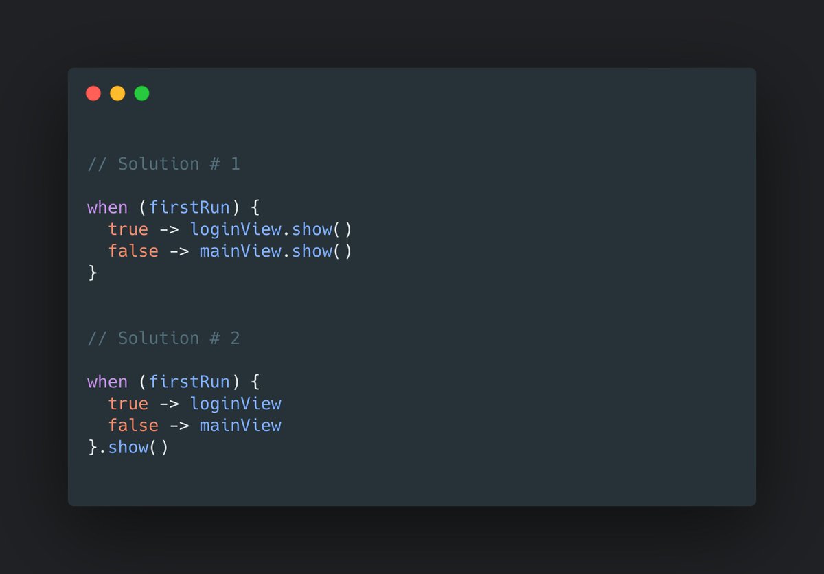 waseefakhtar's tweet image. Posted this a few days ago as a #KotlinTip only to realize that everyone has mixed opinions about which one they prefer. 

The question now is: Which one would you use and why Solution 2? 👀

#AndroidDev
