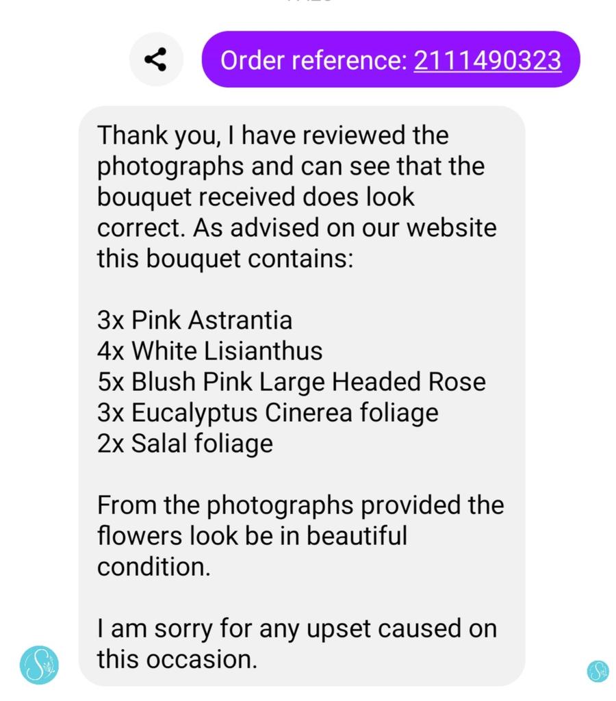 GMFootball's tweet photo. @_itsMissFitz @SerenataFlowers Don't expect any help from their customers services. I have sent 5 pictures and 9 emails and they still keep asking for more pictures. This is the last response. https://t.co/flQHssKsNg