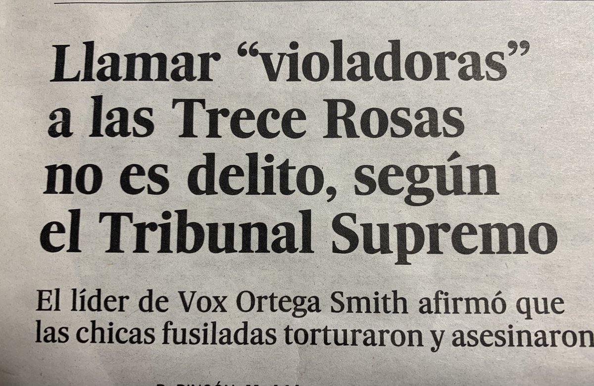 pardodevera's tweet photo. 🌹«Llamar “violadoras” a las #TreceRosas no es delito, según el #TribunalSupremo» ( @el_pais ) 

Sacar un #SantoChumino a la calle, sí. 

A ver si te enteras de qué están hechas leyes e instituciones judiciales en este país 😒 

#JusticiaPatriarcal https://t.co/kG63wi9fPf