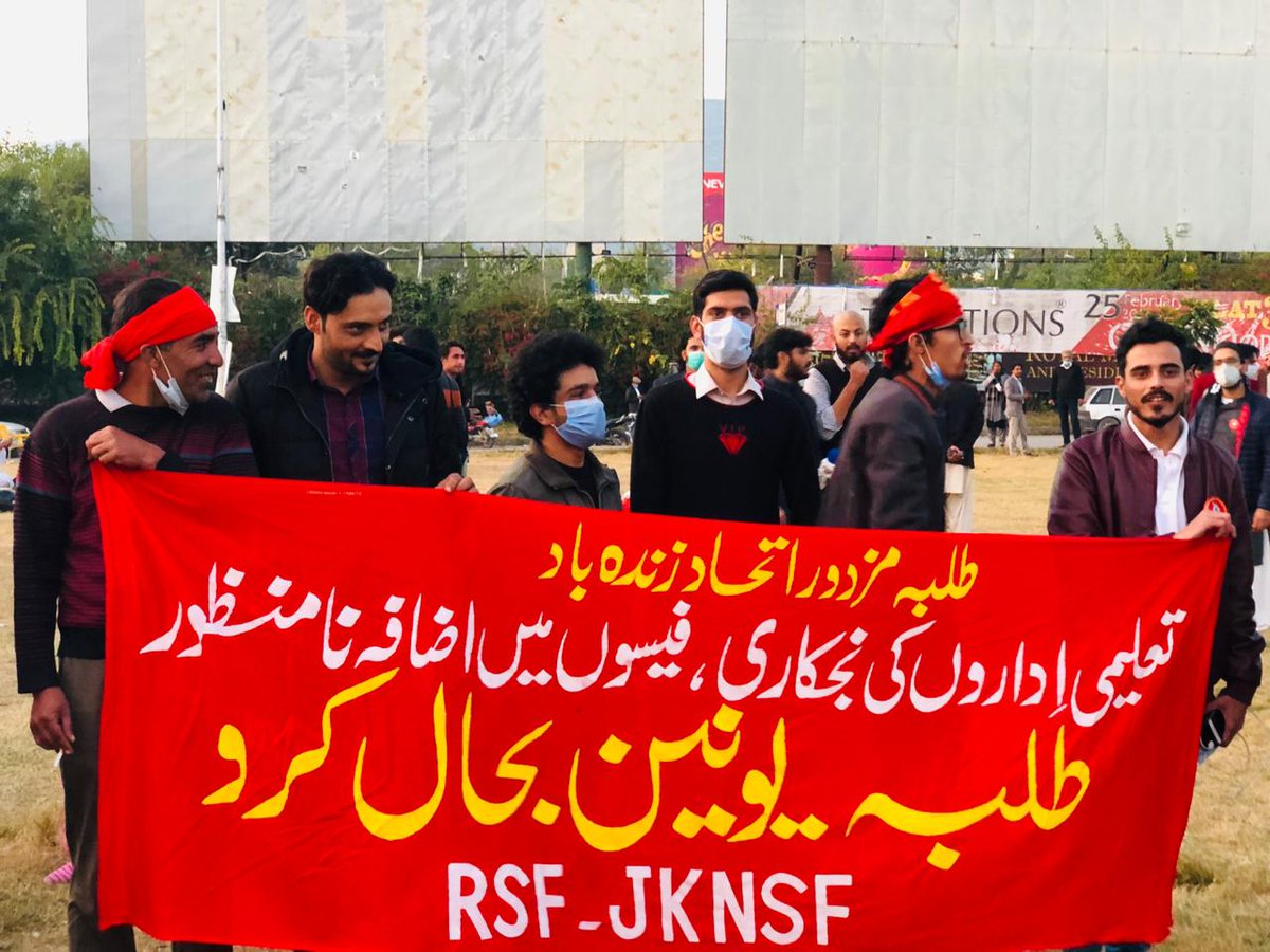 FrontStudents's tweet photo. #Islamabad _ #StudentsRightsMarch
4/5
#StudentsSolidarityMarch2020
#StudentsUnionRestorationMarch
#StudentsLivesMatter
#NoToFIR
#ReleaseAmmarAliJan https://t.co/0W0IM4ba5A