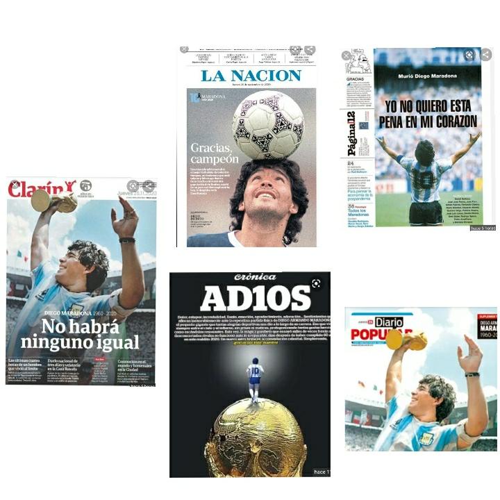 adrianapazos's tweet photo. Triste el día en que las tapas de los principales diarios de la Argentina abandonaron la grieta #AD10S #D10S ⚽🇦🇷❤ https://t.co/wbLIyFBw7L