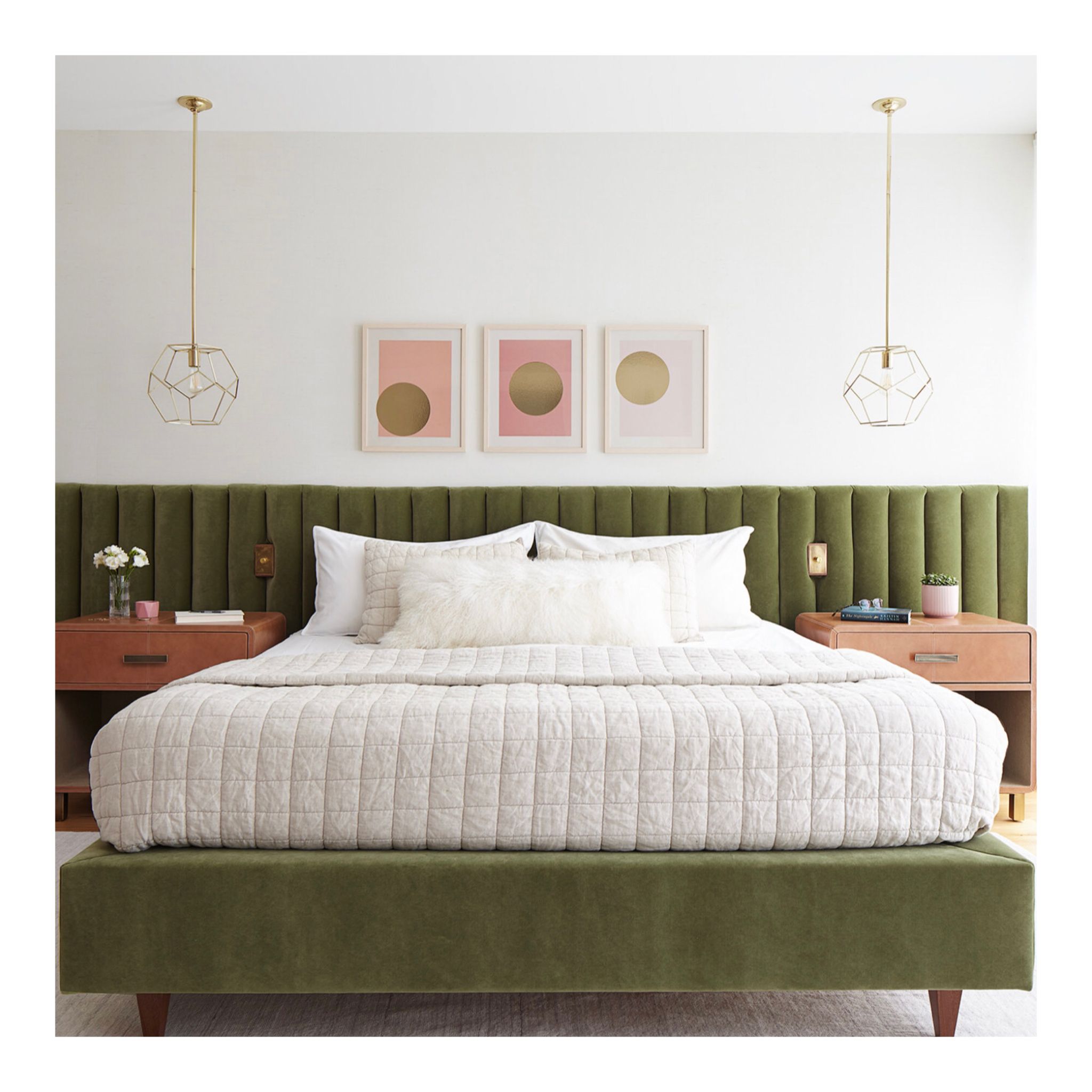 Green 2024 velvet headboard