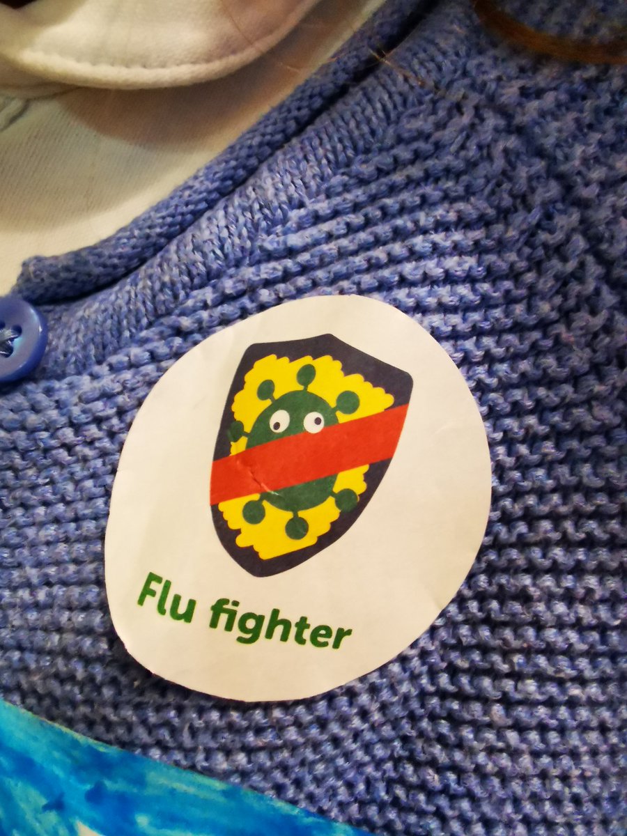 Here's my little #flufighter getting her #FluVaccine today at school