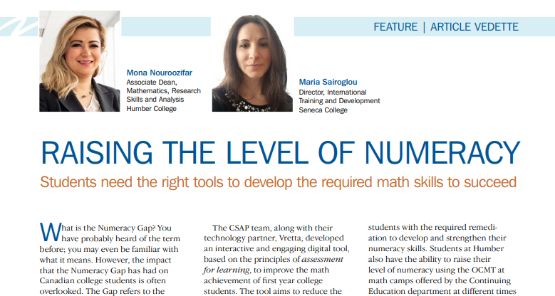 OCMT_Canada's tweet photo. The latest issue of the College Administrator Magazine is out now! https://t.co/FbdSKKcZ2h
Check out the feature by #MonaNouroozifar from @humbercollege & #MariaSairoglou from @SenecaCollege on how the #OCMT is raising the level of numeracy of Canadian students. (pages 21 & 22) https://t.co/ErZ3TZzIis