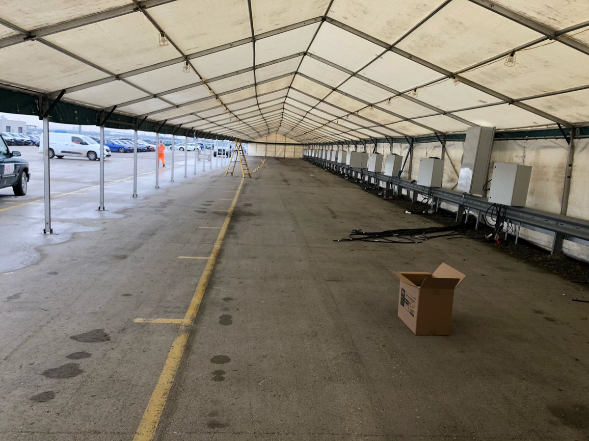 This week we’ve been busy in Hull. We were approached by our client to provide weatherproof cover for the inspection of thousands of new electric vehicles as they arrive into the UK over the next three months. 
#temporarystructures #marqueehire #warehousingsolutions