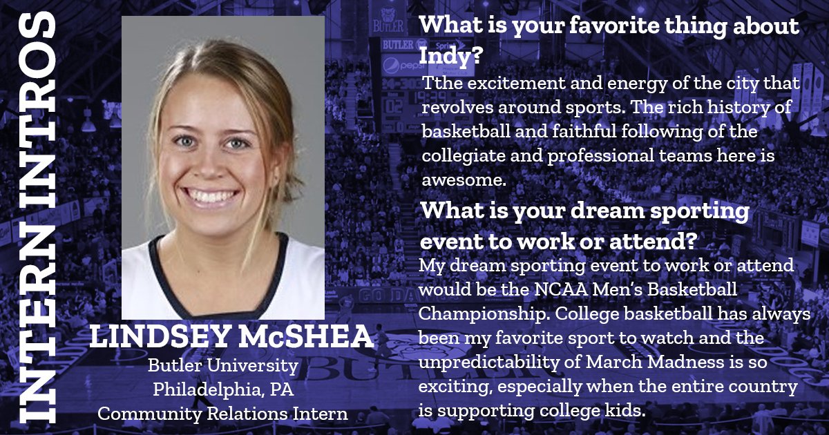 IndSportsCorp's tweet photo. Today were introducing our last fall intern Lindsey McShea! Lindsey is working in Community Relations all while balancing being on the Butler Lacrosse team. We might have to check out some games this spring! https://t.co/UHvHb00YX7