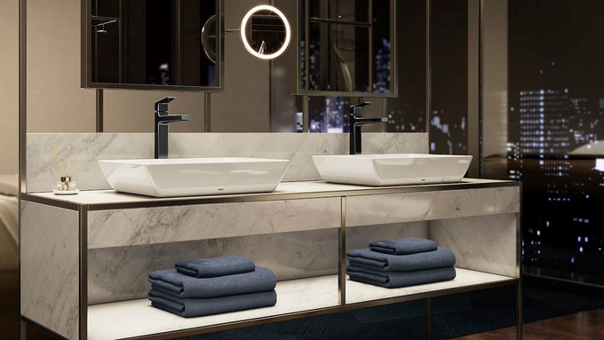 showroomatrube's tweet photo. The stately square shape and beveled edges of the GB series of #faucets from #TOTO create a #bathroom space that evokes dignity #bathroomshowroom #morethanplubing #luxurybath #bathfaucets https://t.co/DtZl6tlmvo
