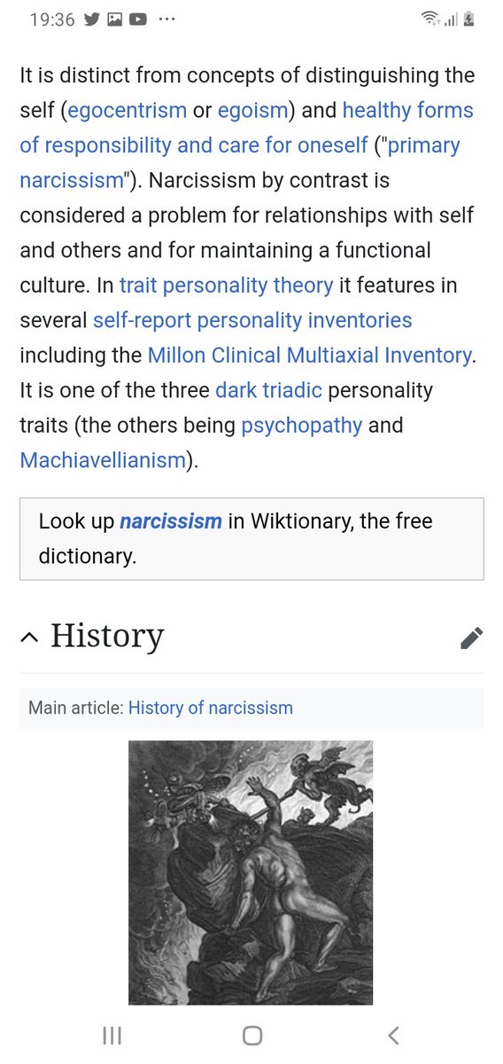 So looking at narcissist I discovered indeed that it is only an aspect of a triad.Interesting figure and interesting colour.So I searched simply for the definition of the other two