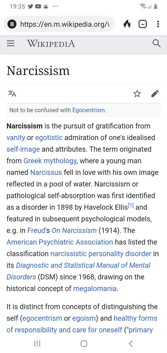 So looking at narcissist I discovered indeed that it is only an aspect of a triad.Interesting figure and interesting colour.So I searched simply for the definition of the other two