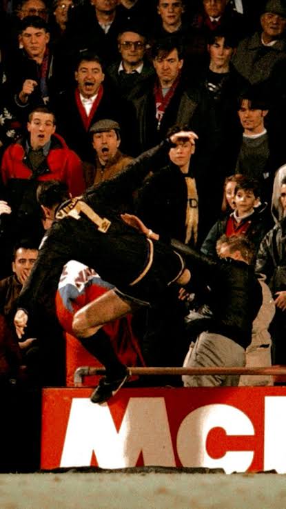 Cantona's infamous flying kick.
