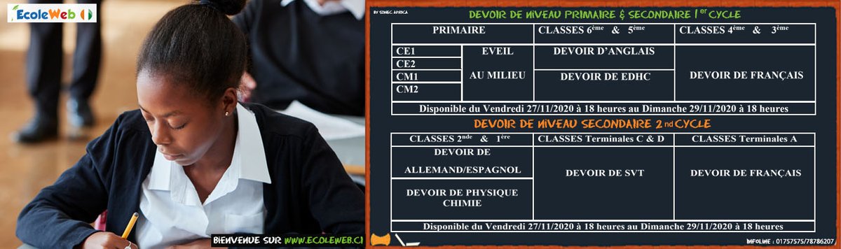 ecole_web's tweet photo. Le Week-end Double avec ECOLEWEB, ça continue ! 😮🎓 Profitez des Devoirs de Niveau + Forum de Discussion durant tout ce week-end. Programme des Devoirs de Niveau👇👇👇.
RDV vite sur https://t.co/hcC5IHhQK2🎓🎓🎓 https://t.co/9qCyVE3lKy