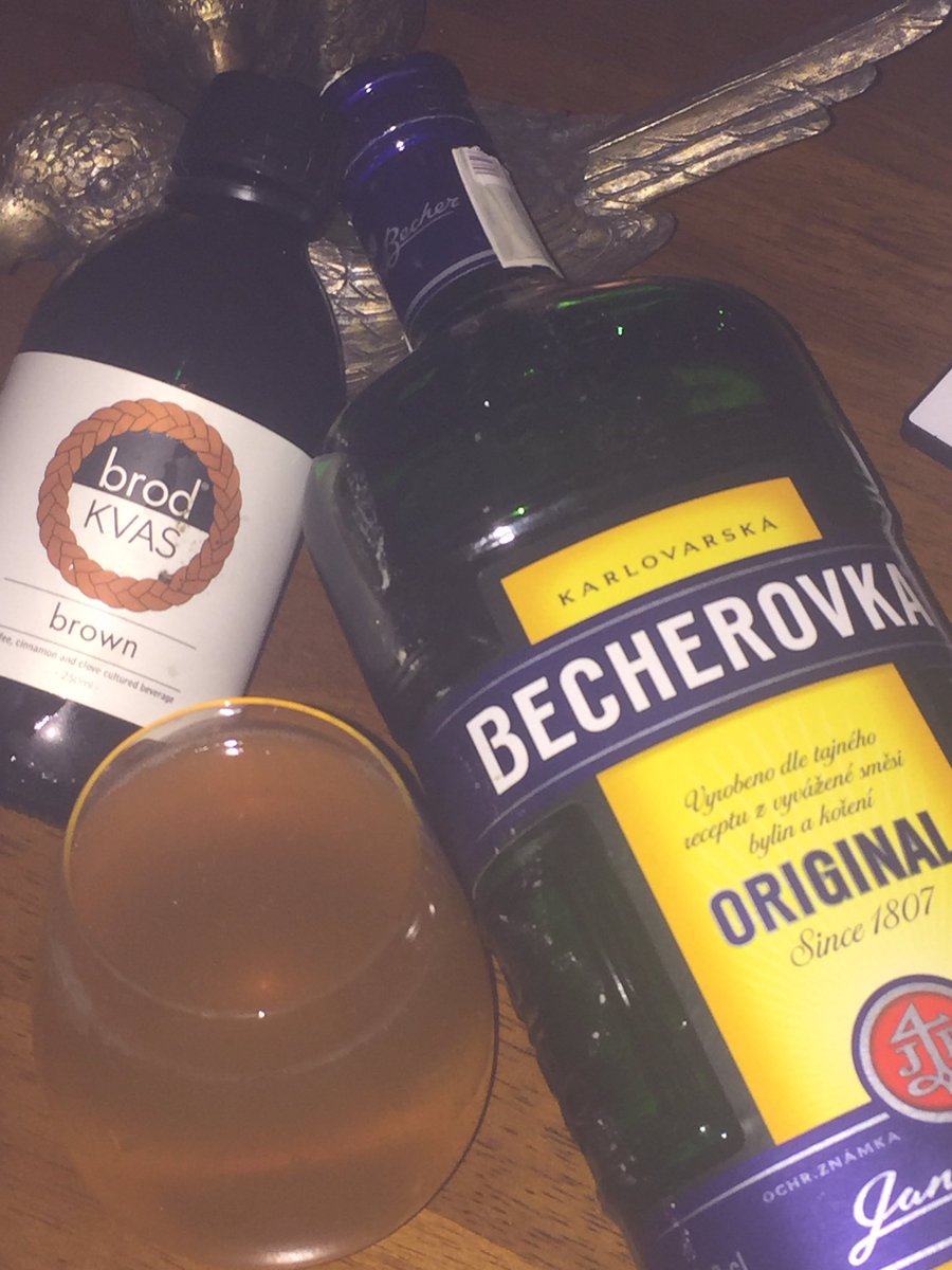 bread_drink's tweet photo. The winner of this week #cocktail is definitely our new “ Be Kva “ , if you travel one day to #CzechRepublic you probably will try the famous Becherovka drink  our cocktail is made of #becherovka and Brod kvas brown . Nice bitterness complimented with spice and #coffee https://t.co/XBtl3VcTlI