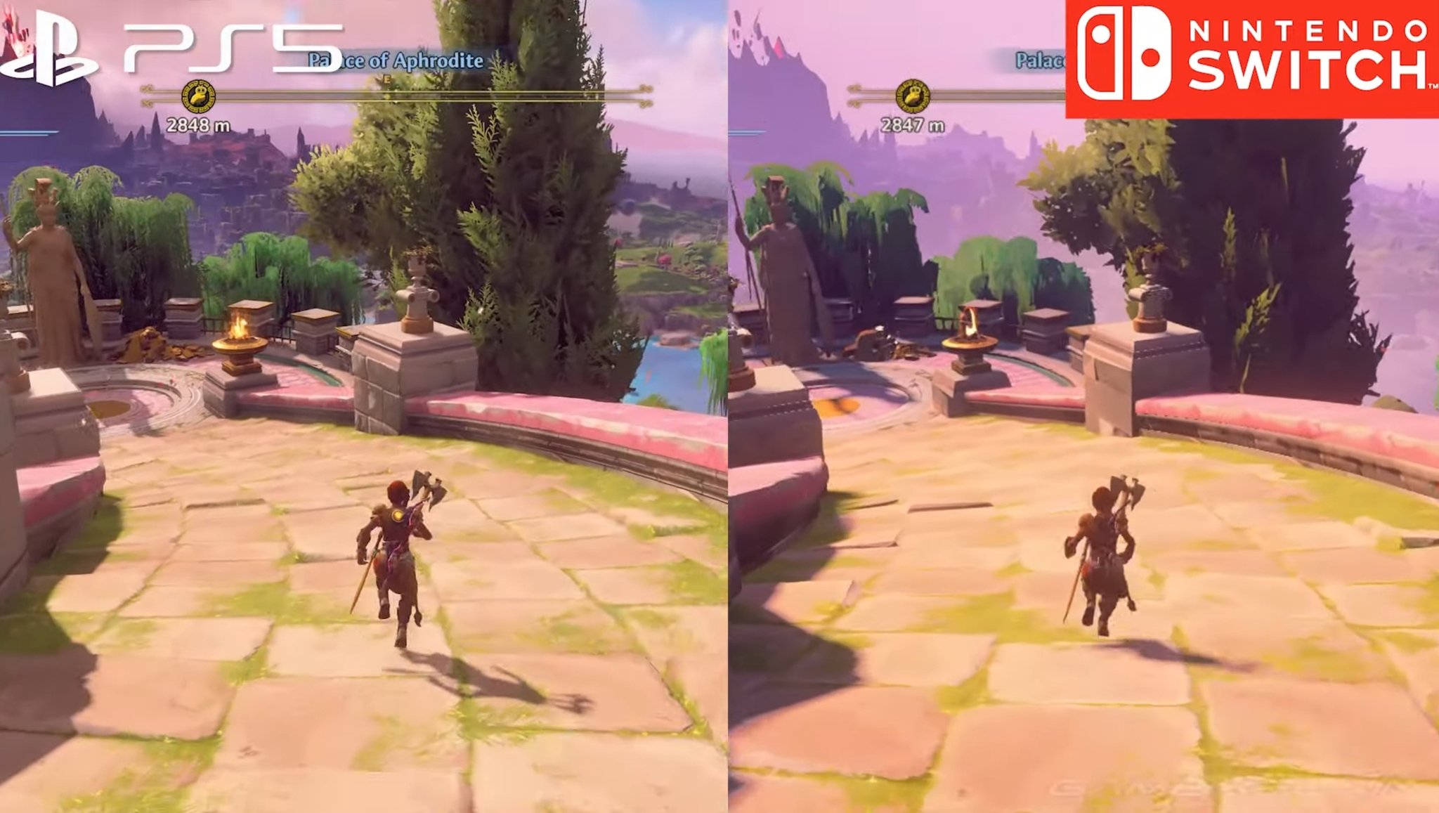 Immortals Fenyx Rising Switch gameplay, Switch vs. PS5 comparison