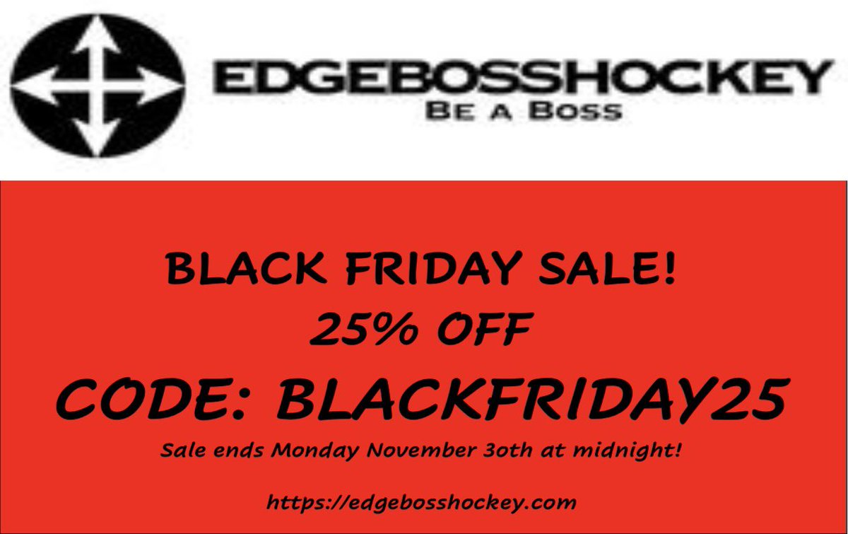 You don’t want to miss our biggest sale of the year ending Monday at midnight! Good on every product. Link to website in our bio! #ebh #teamedgeboss #hockey #blackfriday #beaboss