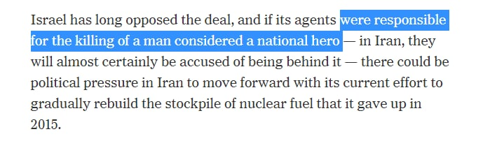 Reminder: #Iran apologist  @farnazfassihi of the  @nytimes, who said Qassem Soleimani was "universally admired," is now describing Mohsen Fakhrizadeh as "a man considered a national hero."Don't be surprised. She's quite fond of  @JZarif.Thread below https://twitter.com/HeshmatAlavi/status/1147154526371233792?s=20