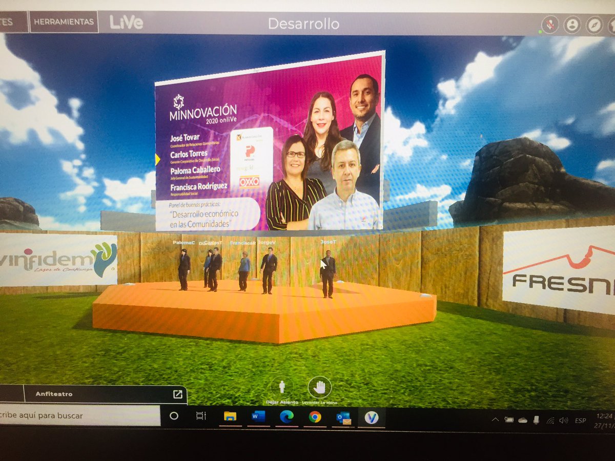 El panel de Desarrollo Económico en las comunidades se está desarrollando en el Campus Live, en el marco de #MINNOVACION2020
Participan:@JoseaTovarb de @somosmon, #CarlosTorres de @Penoles, #PalomaCaballero de @NewGoldInc y #FcaRodriguez de #oxxo
Modera @EconomiaSonora https://t.co/uyPoGDUlXE