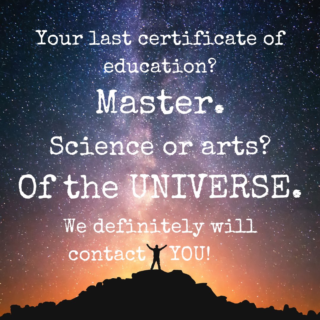 lovedaregreatly's tweet photo. Your last certificate of education? Master. Science or arts? Of the UNIVERSE. We definitely will contact YOU! #growthmindset #growth #motivation #mindset #inspiration #success #love #selflove #personalgrowth #selfcare #mindfulness #goals #business #grow #leadership https://t.co/SVZDY2Y4Vz