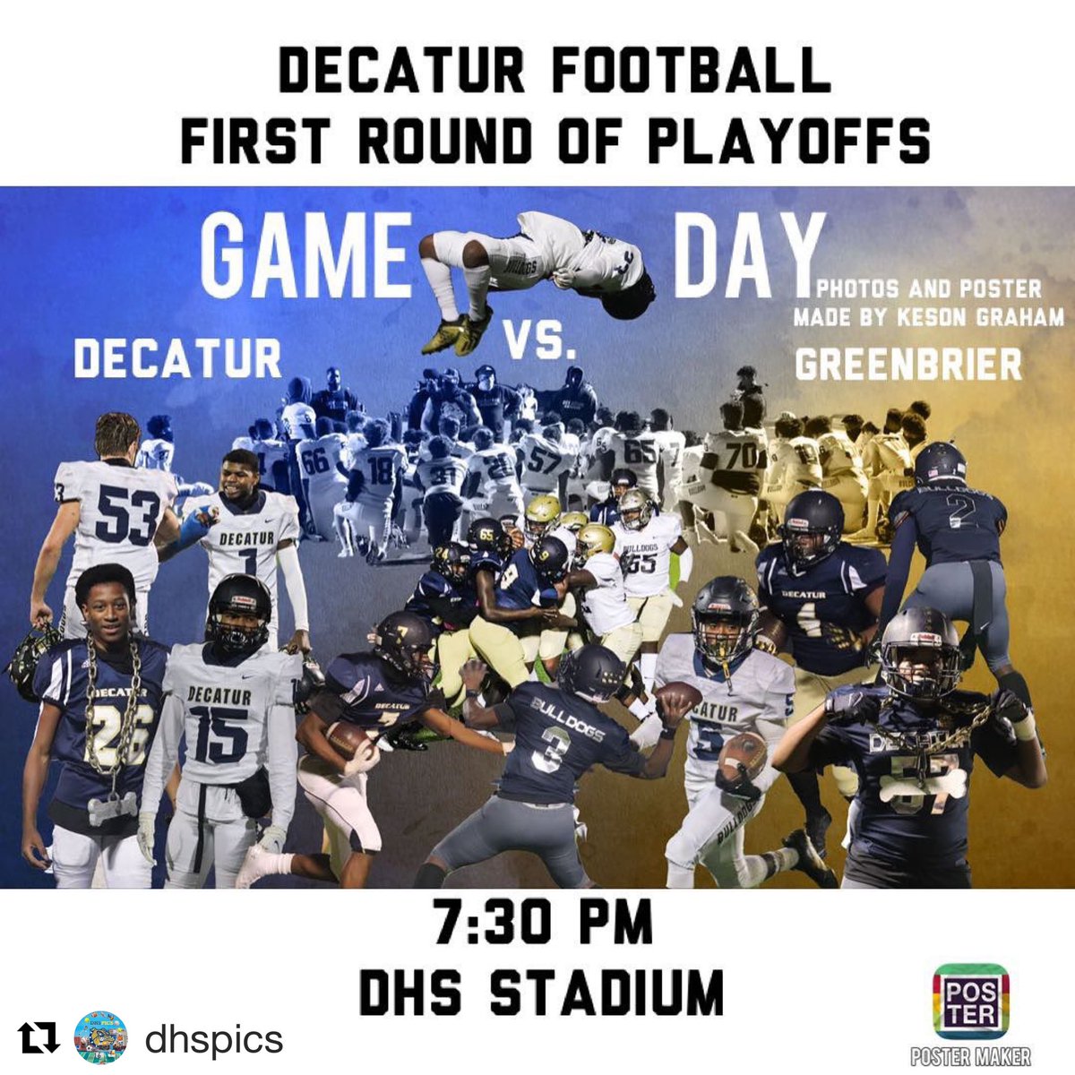 Game day! Let’s go <a href="/DecaturDawgs/">Decatur Football</a> #playoffs