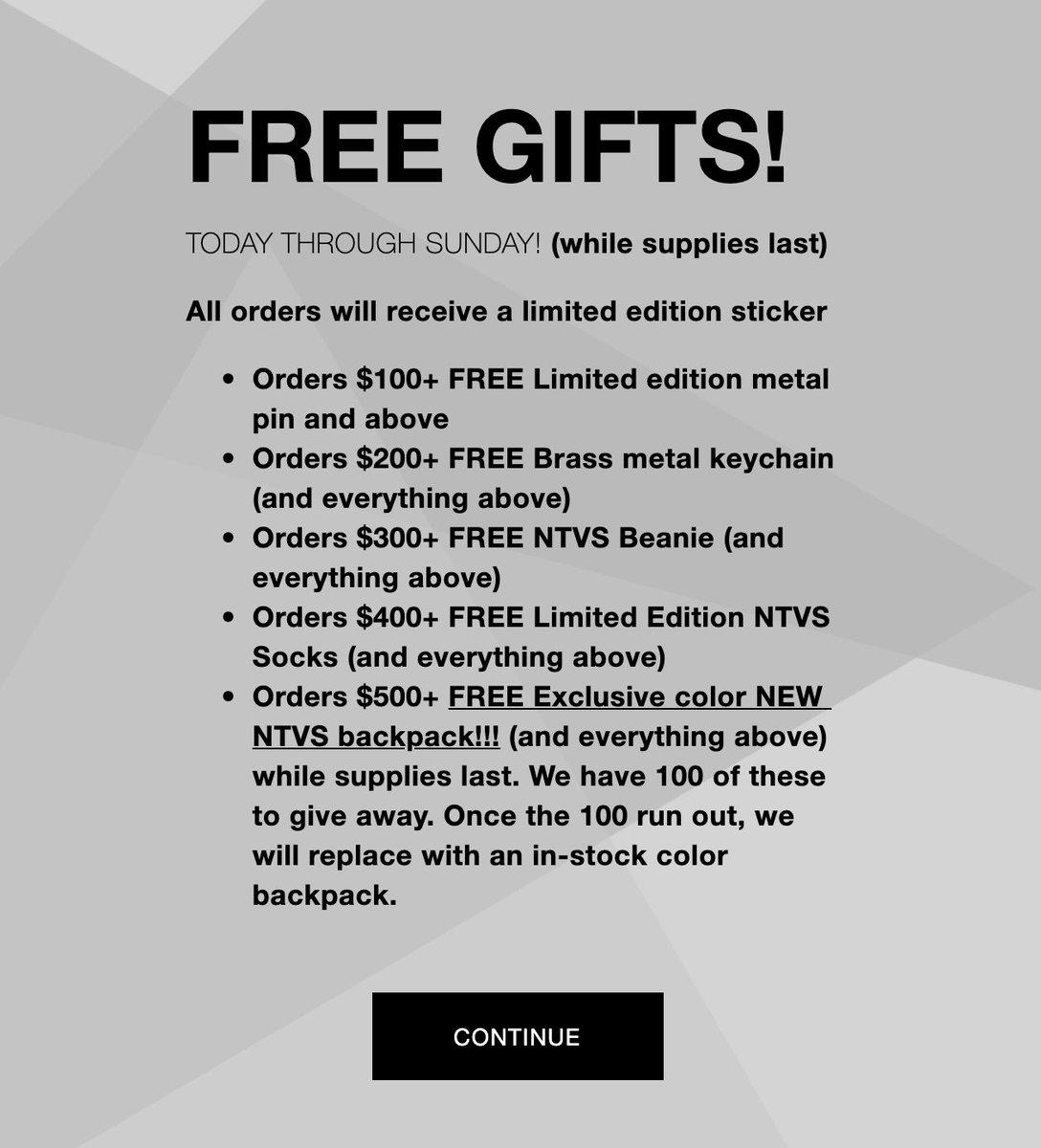 No BFS but a new drop, restock, and free gifts at  https://www.thentvs.com/&nbsp;