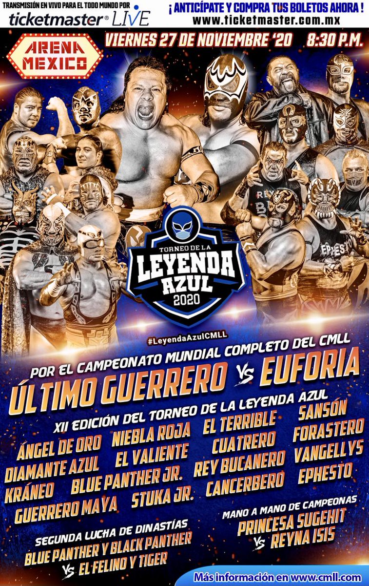 📢 Hoy en la México catedral vía #ticketmasterlive una noche de campeonato con la presencia de #UltimoGuerrero @Euforia_cmll @PrincesaSugehit #ReynaIsis @bluepantherjr @BlackCmll @_guerreromayajr @JrStuka @SansonDinamita Elenco #NGD @ElCuatreroD @forasteroNGD #LuchaLibre