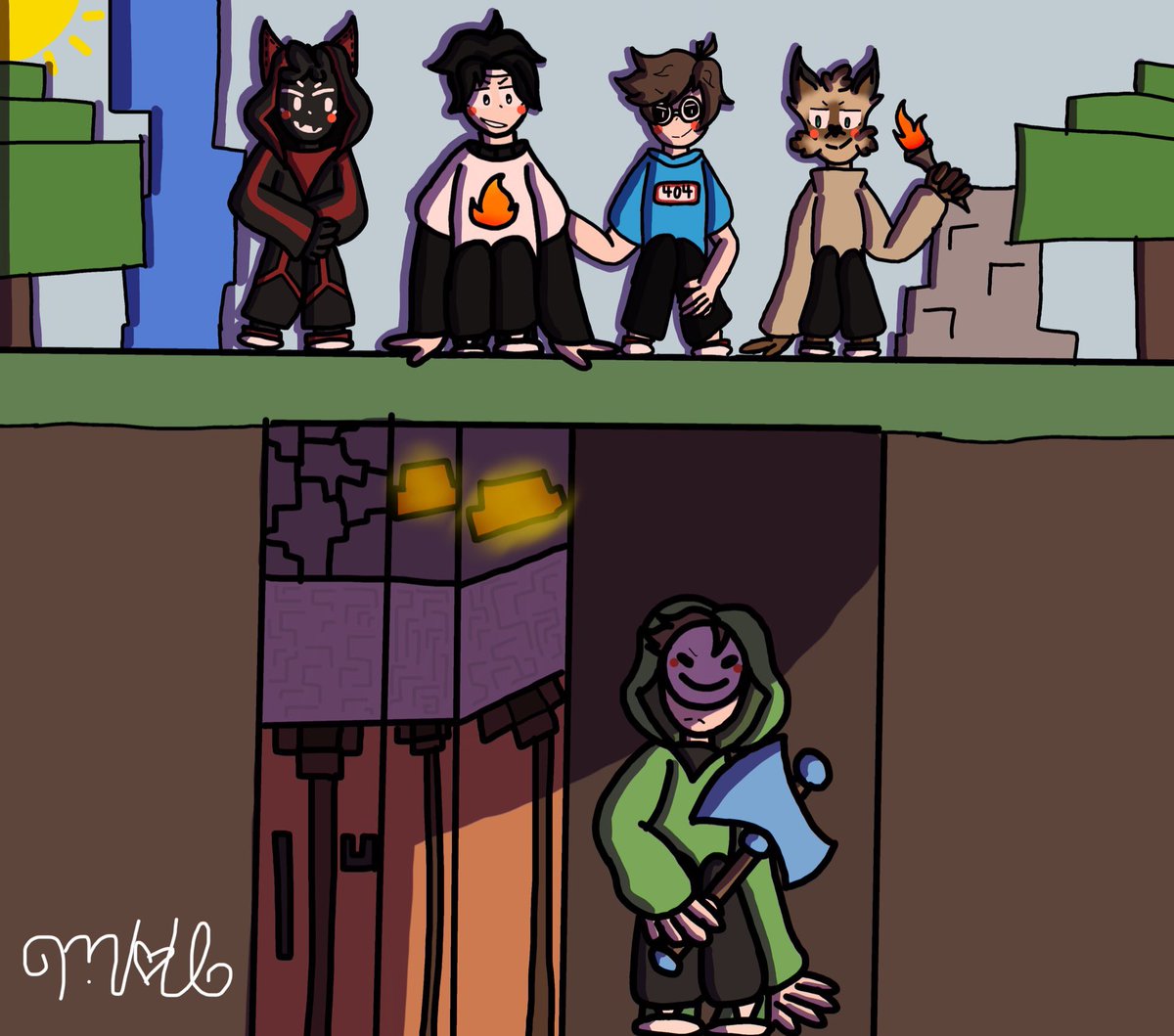 NightmareExists's tweet photo. Its the picture from the manhunts! ✨ #dreamfanart #Dream #georgenotfoundfanart #Georgenotfound #antfrostfanart #badboyhalofanart #Badboyhalo #Antfrost #sapnapfanart #Sapnap #minecraftmanhunt #Manhunt https://t.co/19sxs8tJv2