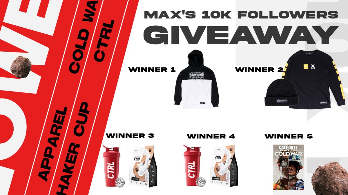 10,000 FOLLOWER GIVEAWAY!

Winner 1: SSG Hoodie 🧥
Winner 2: SSG Beanie &amp; Long Sleeve 🧢
Winner 3: CTRL Bag &amp; Shaker🥛
Winner 4: CTRL Bag &amp; Shaker🥛
Winner 5: Copy of Cold War 🎮

To enter:
-Follow <a href="/byMaxC/">max</a> 🤝
-Retweet &amp; like ♻️ + ❤️

Tag a friend for good luck!
Ends Dec 11th