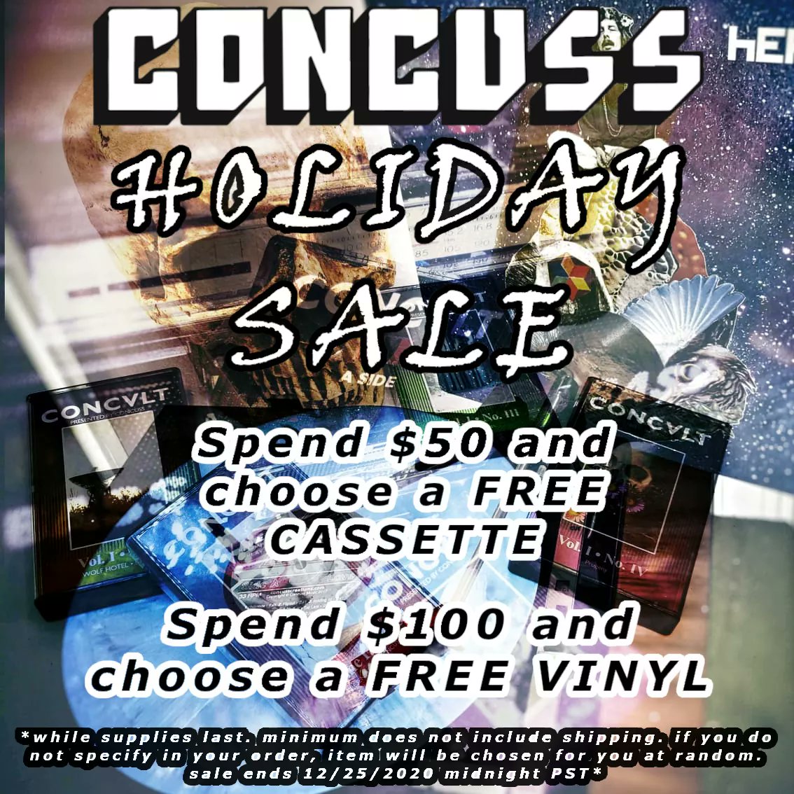 concvss's tweet photo. #CONCVSSMAS 2020 SALE HAS BEGUN!
Now through 12/25/2020 12AM PST 
To say thank you for your support and loyalty, Concuss has decided to toss in freebies PLUS discounted items! 
https://t.co/jZNyiSHhrJ
THESE AND MORE AT THE SITE
HAPPY HOLIDAYS FROM #CONCVSS https://t.co/bRSLm2FfPQ
