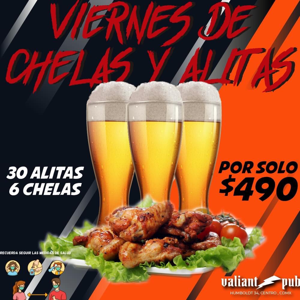 ¡POR FIN ES VIERNEEEEES! 🤩
Para iniciar como se bebe🤪 el fin de semana, ven y aprovecha nuestra promo de Chelas y Alitas. Recuerda que por disposición oficial, la venta de bebidas alcohólicas se suspende a partir de las 6pm.