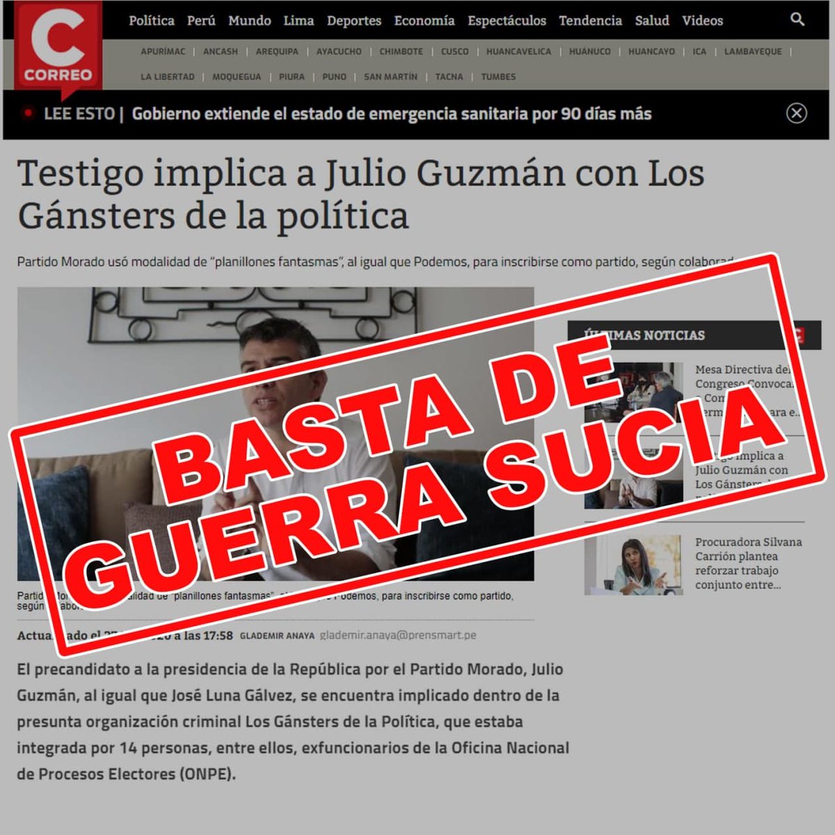 partidomorado's tweet photo. No permitiremos que algunos fiscales politizados y la prensa irresponsable atente contra el trabajo de miles de militantes del @PartidoMorado y se nos compare con otros partidos que, en efecto, tiene serios cuestionamientos. ¡Basta de guerra sucia! https://t.co/QLaiVDcVSS