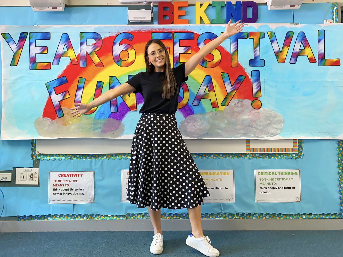 Am I one tired teacher? Yep! Did I hang back after school today to create this banner for Year 6’s Festival Fun Day? You bet! Knowing that my kids will beam when they see this banner makes it all worth it. <a href="/teachNSW/">Teach NSW</a> <a href="/NSWEducation/">NSW Dept of Education</a>