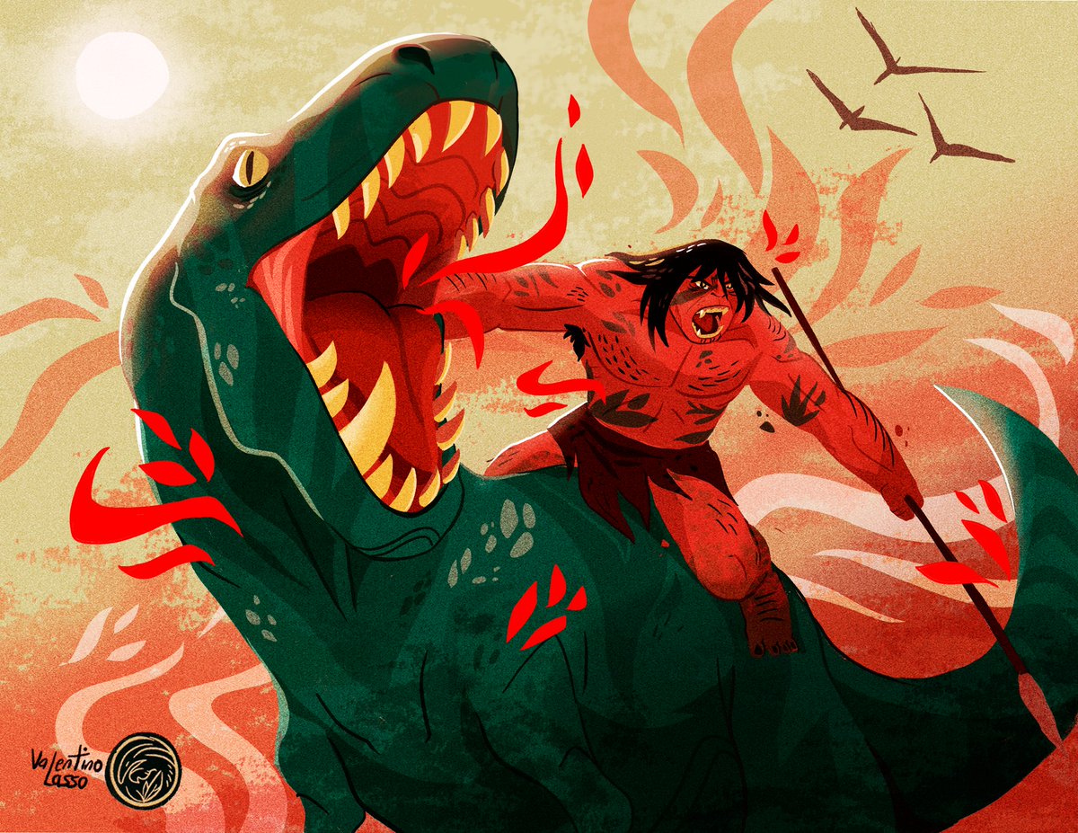 valentino_lasso's tweet photo. 🌿P R I M A L🌿
para el #ViernesDeIlustracion con el tema Dinos de la Cultura Pop
Y tenia que hacer un fanart de una de las mejores series que he visto.🦖🌿💥
#Primal #animation #illustration #fanart #dinosaur https://t.co/Vk6LDNHuvR