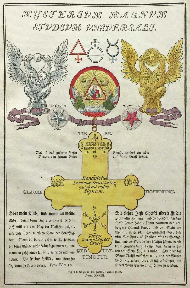 This is the foundation of Rosicrucian visual imagery. Geheime Figuren der Rosenkreuzer, aus dem 16ten und 17ten Jahrhundert [The Secret Symbols of the Rosicrucians from the 16th & 17th Century], was published in 3 volumes at Altona by J.D.A. Eckhardt between 1785 and 1788.  2/3